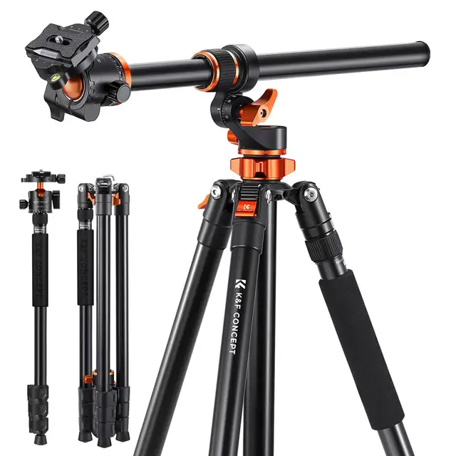 K&F CONCEPT 90 inch/2.3m Camera Tripods Aluminum Alloy Tripod Reversible Detachable Monopod with Plate Lock 360 ° Panoramic Head