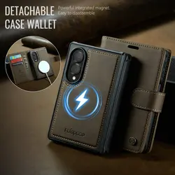 Premium Detachable Leather Wallet Flip Case with Magnetic Closure - Galaxy Z Fold 8 (Brown)