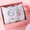 1/2pcs/set, 1pc Girls Light LED Luminous Cartoon Unicorn Quartz Wristwatch & 1pc Beaded Bracelet, Ideal choice for Gifts 3