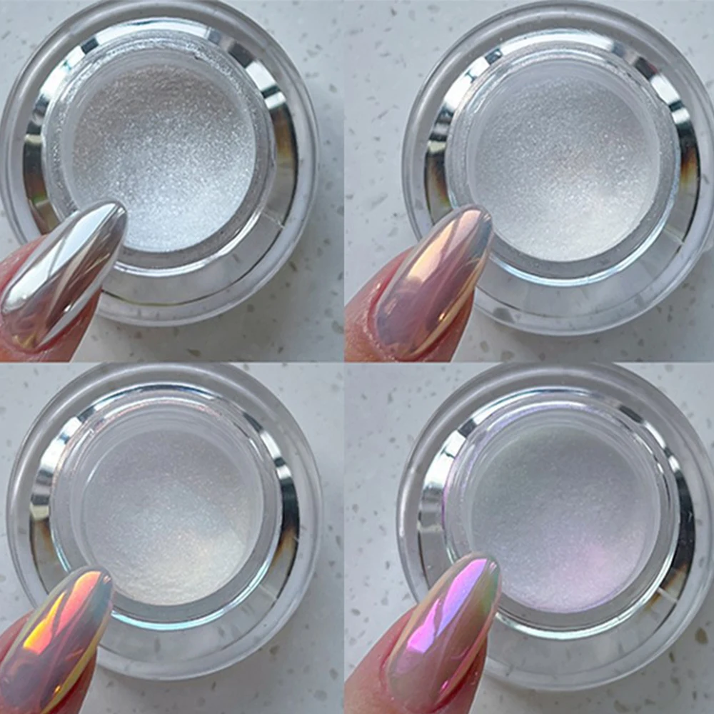 Nail Glitter 's Moonlight Mirror Glitter Powder Net-0.2g Metallic Silver Effect Chrome Powder 1*Jar Aurora Magic Mirror Manicure P
