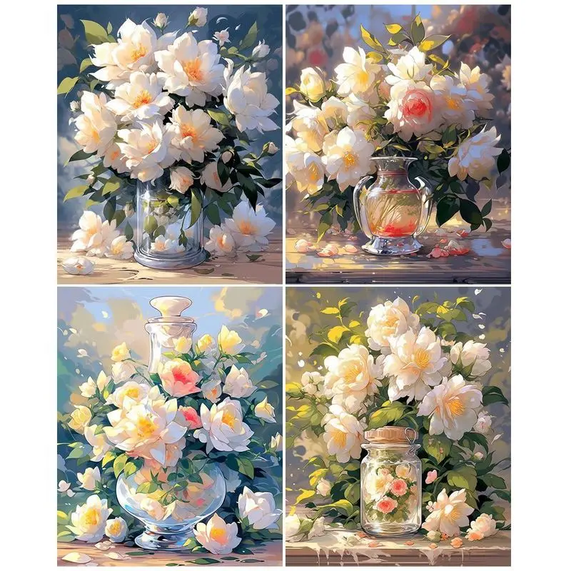 

GATYZTORY DIY Painting By Numbers With Framed Paint by numbers Flowers Kits 60x75cm Numbers Painting Wall Art Drawing On Canvas