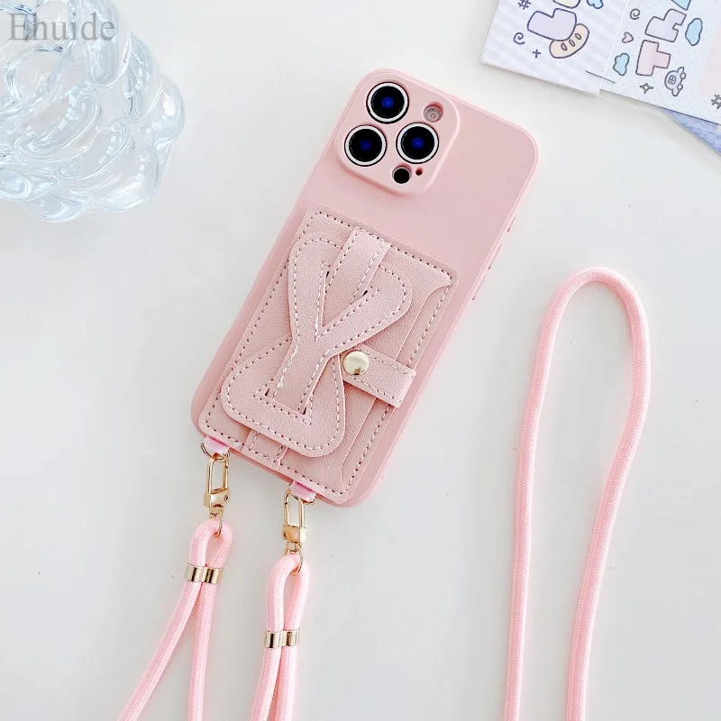 Premium PU Leather Crossbody Wallet Strap Case with Card Holder and Lanyard