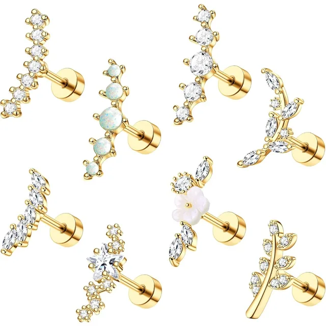 Bobisty 1 قطعة 16 جرام الغضروف القرط الفولاذ المقاوم للصدأ أوبال تشيكوسلوفاكيا أقراط شقة الظهر الغضروف محارة اللولب ثقب المجوهرات للنساء 1