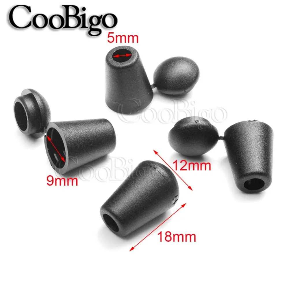 25pcs Cord Ends Bell Stopper Plastic Toggle Clip for Clothes Bag Sportswear Shoelace