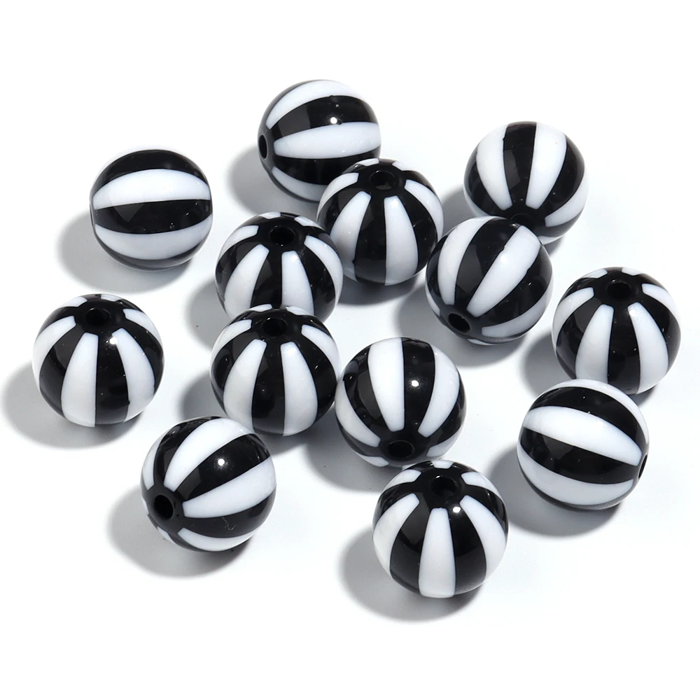 12mm 16mm 20mm Acryl-Rundperlen, farbig gestreift, lose Abstandshalterperlen für DIY handgemachte Charm-Armbänder, Ohrringe, Schmuckherstellung – Detail 6