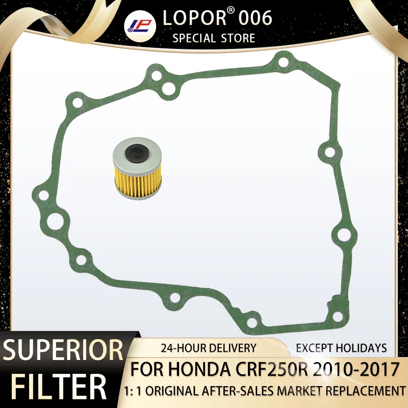 Lopor Motorcycle Oil Filter AndLeft crankcase cover gasket For Honda