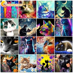CHENISTORY Diy Pictures By Numbers Kits For Adults Handpainted Cat With Frame Oil Painting By Number Animal Mordern Unique Gift