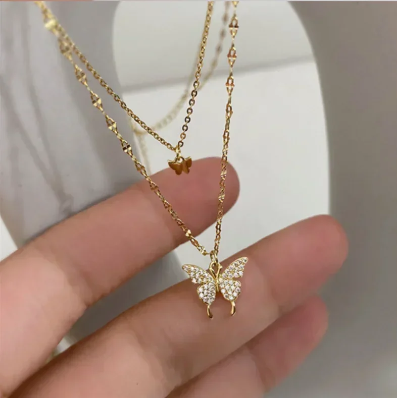 Delysia King Double Butterfly Necklace Clavicle Chain butterfly necklace