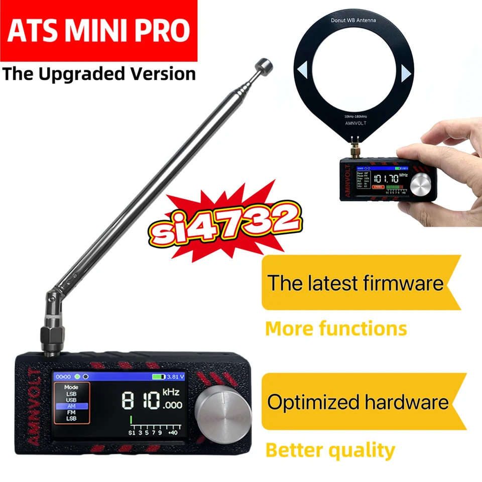 ATS MINI PRO 1.9 インチ SI4732 ポケットミニラジオ 0.5-108mhz LSB