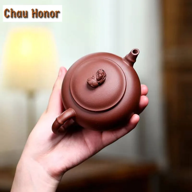 230ml Yixing Handmade Beast Purple Clay Teapots Famous Artists Tea Pot Raw Ore Purple Sand Kettle Chinese Zisha Tea Set Teaware