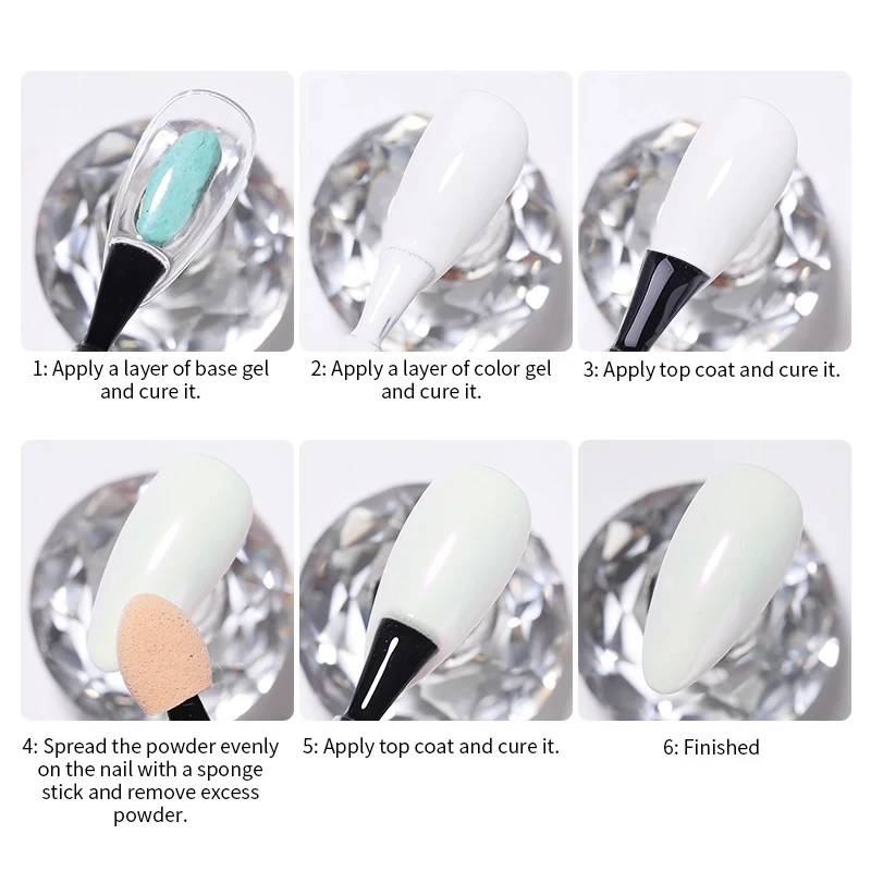 Aurora Perle weiße Nägel Glitzer Staub Chrom Mondlicht weiß reiben auf Pulvers chale Spiegel Pigment Nail Art liefert Dekoration