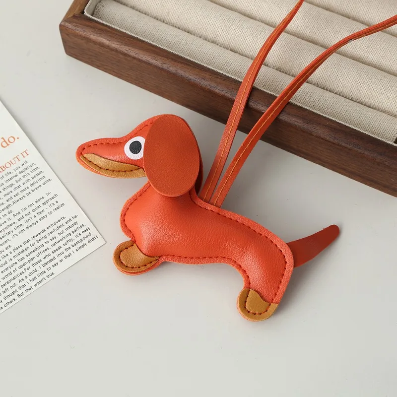 Korean Dachshund Leather Pendant DIY Puppy Bag Lanyard