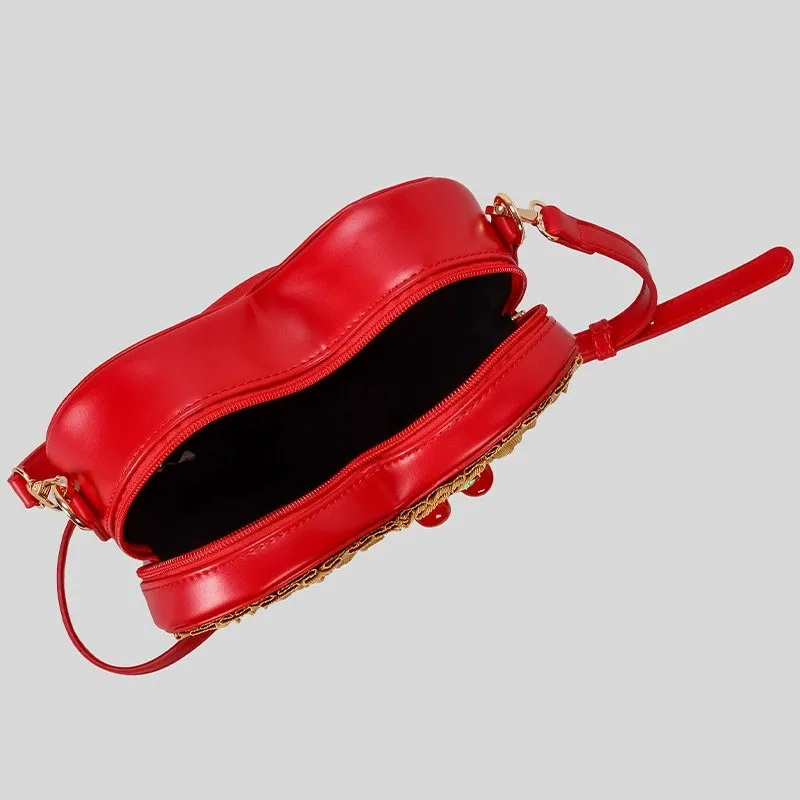 NEW weave Love Shoulder Phone Bag Mouth Red Envelope Crossbody Bag Women's Niche Luxury Handbag