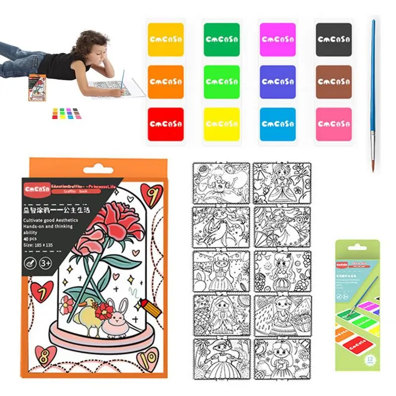 Watercolor Coloring Book Watercolor Books Cute Watercolor Painting Book Pocket Painting Book With Paints And Brush For Kids 3