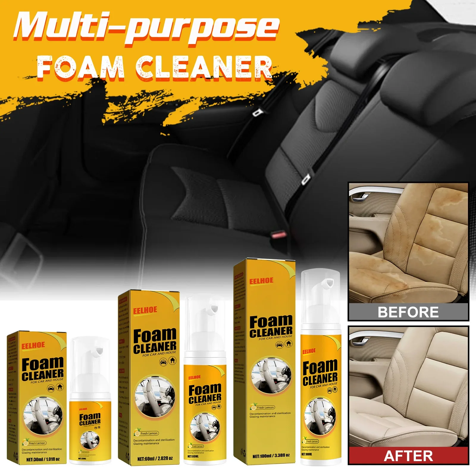 

30/60ML Multi-Purpose Foam Cleaner Leather Clean Wash Automoive Car Interior Home Wash Maintenance Surfaces Spray Foam Cleaner