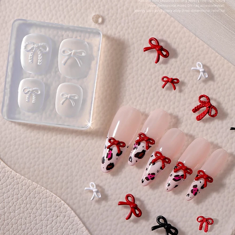 1PC Bowknot Silicone Molds for Nail Charms Bow Carving Mould for Nail Art Decoration 3D Silicone Nails Accessories DIY Manicure 3