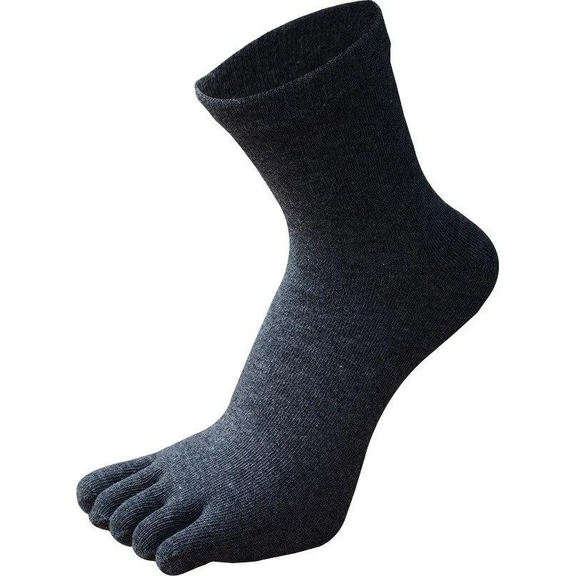 Unisex Breathable Cotton Toe Socks for Sports and Running - Variety of Solid Colors
