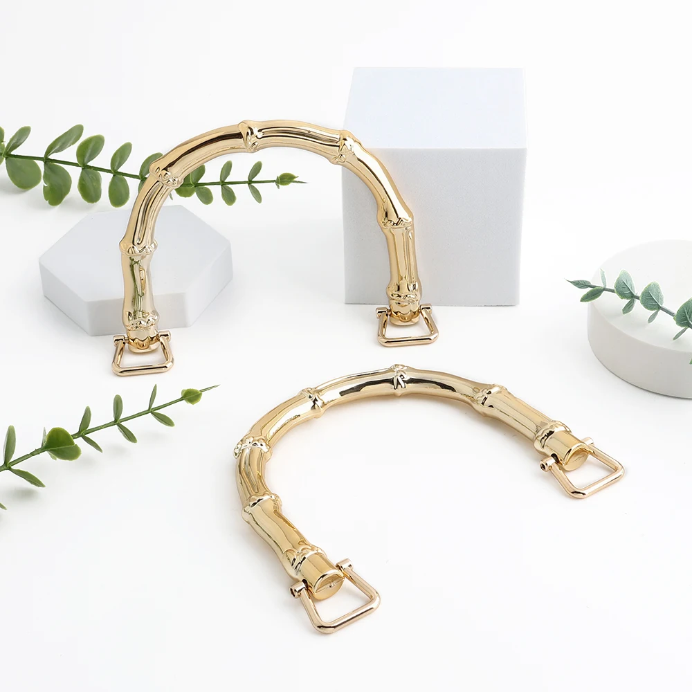 2/6/14PCS Black,light gold Acrylic Bamboo Handles With Lock U Shape Bag Strap For Replacement Handbag Shoulder Gift Accessories