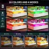 LED Lift Top Coffee Tables for Living Room, High Glossy Coffee Table with Storages 4 Spacious Drawers, Modern Rectangular Coffee 4