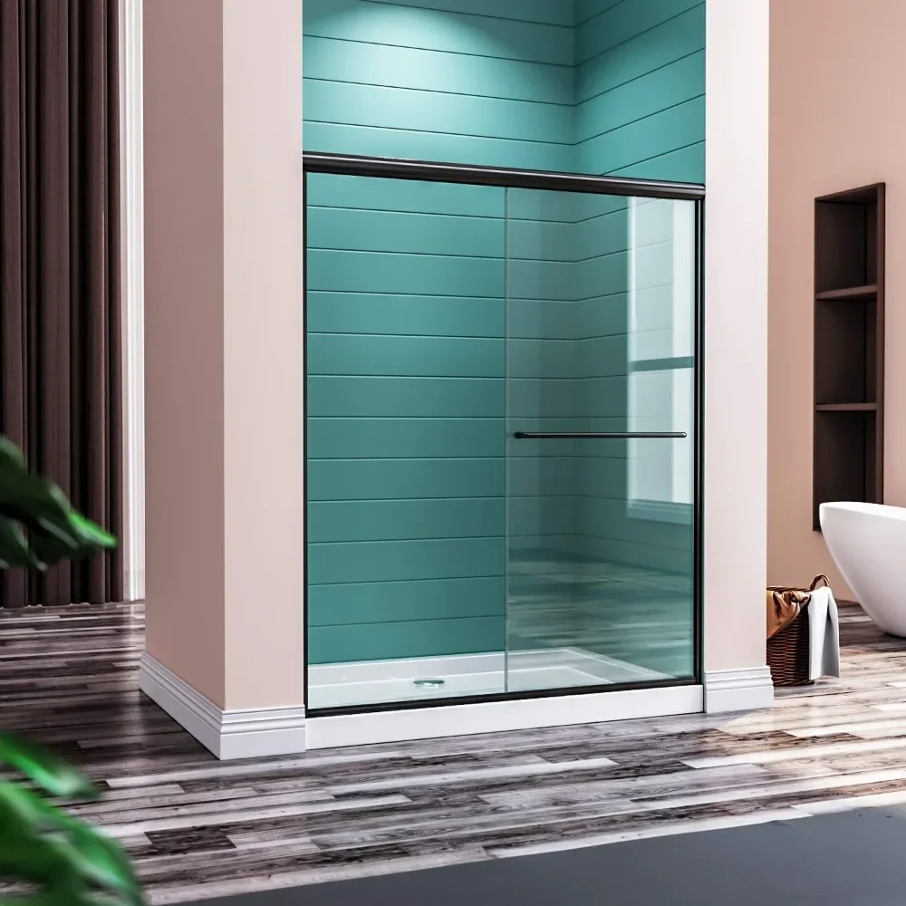 Shower Door 54 in. W X 72 in H, Double Sliding with 1/4 in. Clear Tempered Glass, Semi Frameless Sliding Glass Shower 6