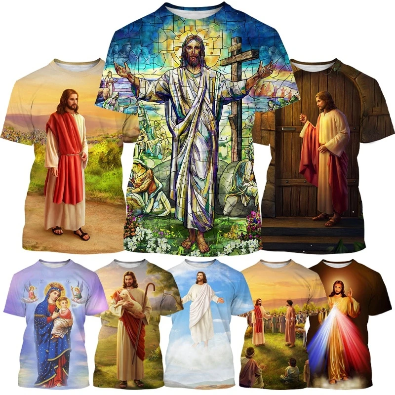 

The Cross Fashion 3D T-shirt About Jesus Love Everone Christian Men's T-shirt New Arrived Summer O Neck Short Sleeve Loose Tops