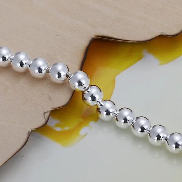 925Silver color 6MM CHAIN bead bracelet fashion charm Women lady jewelry cute nice pretty wedding birthday gift H114 bracelet jewelry