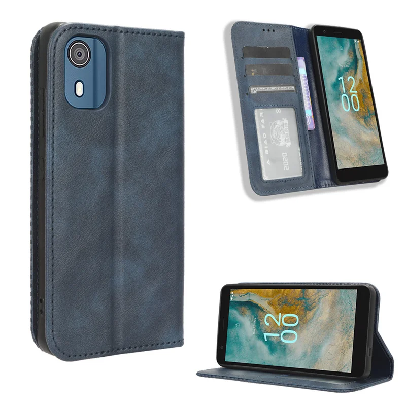 

Pertain to Nokia C02 luxury magnetic buckle retro pattern skin PU leather case for Nokia C02 TA-1522 phone case