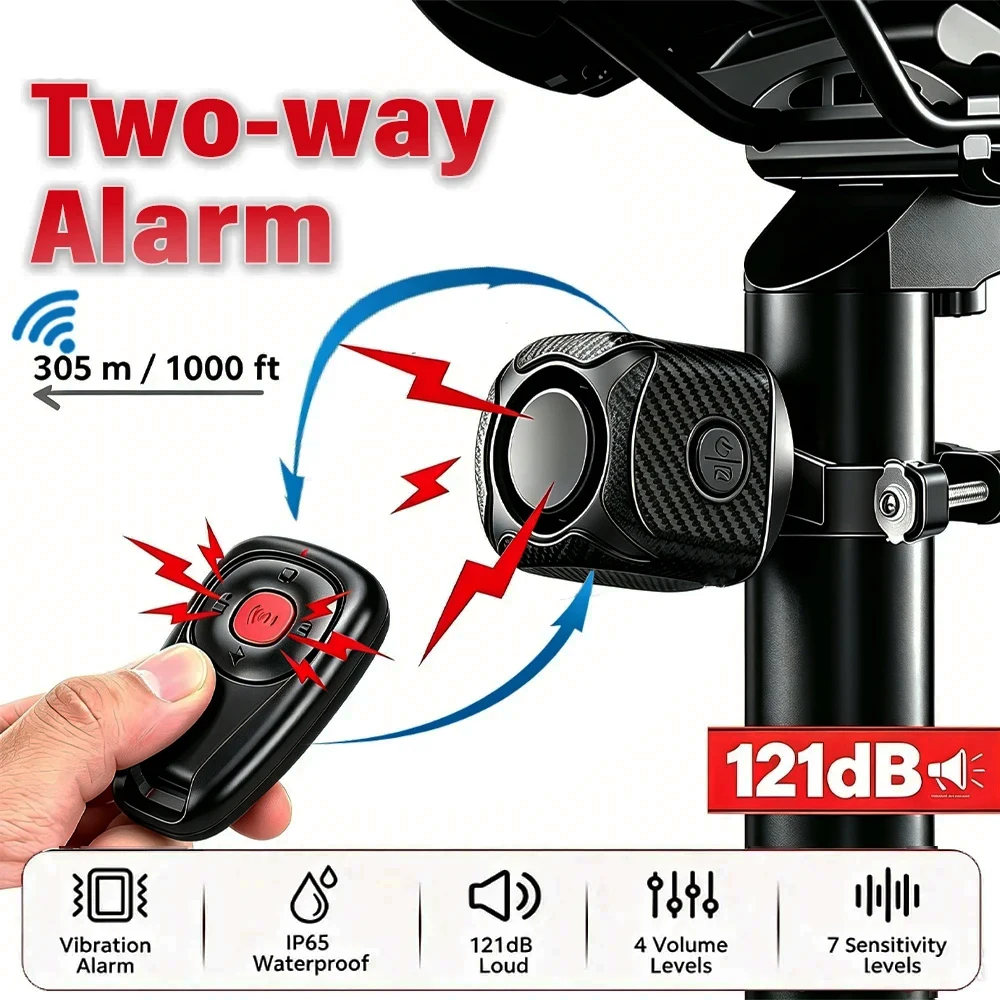 Awapow Wireless Vibration Alarm with Remote Control – 110dB Loud Anti-Theft Security for Bikes, Doors, and Windows
