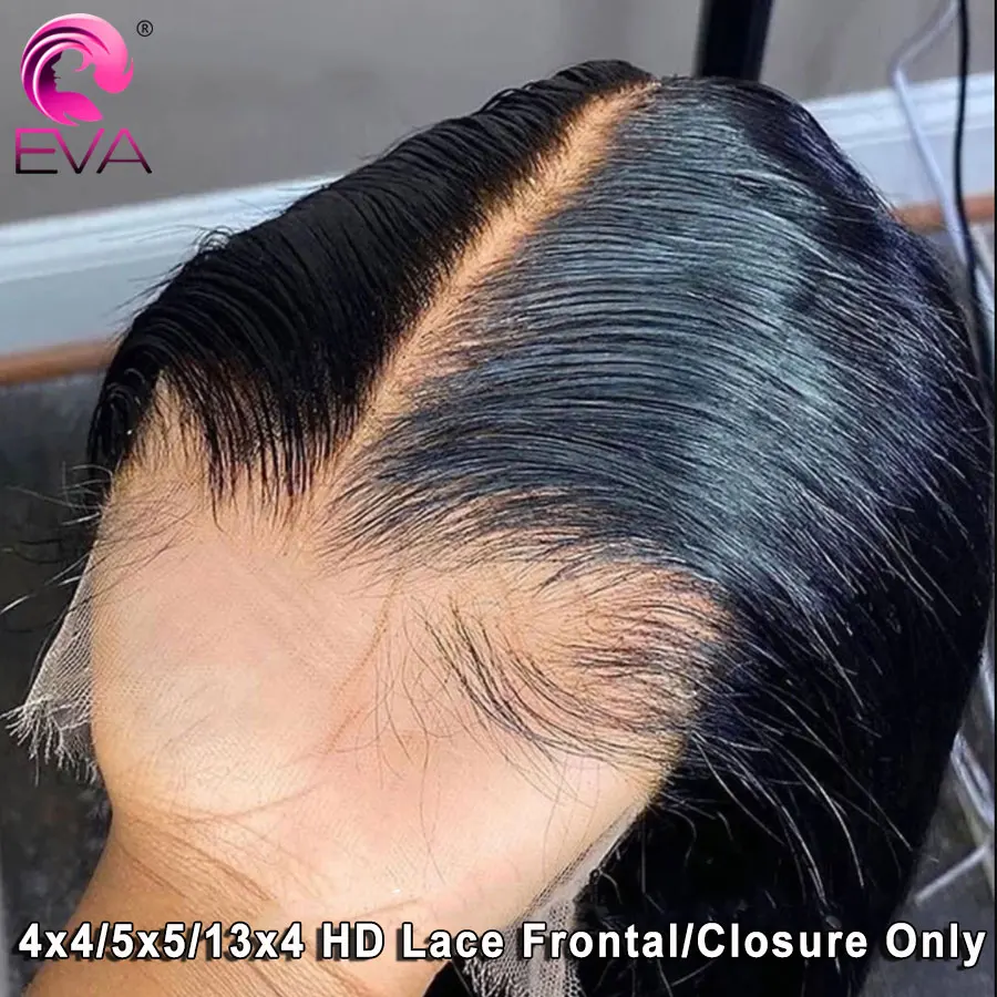 Eva Hair 2x6/13x4 HD Lace Frontal Closure 4x4/5x5 HD Lace Closure Straight Frontals Only Human Hair Closures Pre Plucked human hair closure human hair lace product human hair frontal