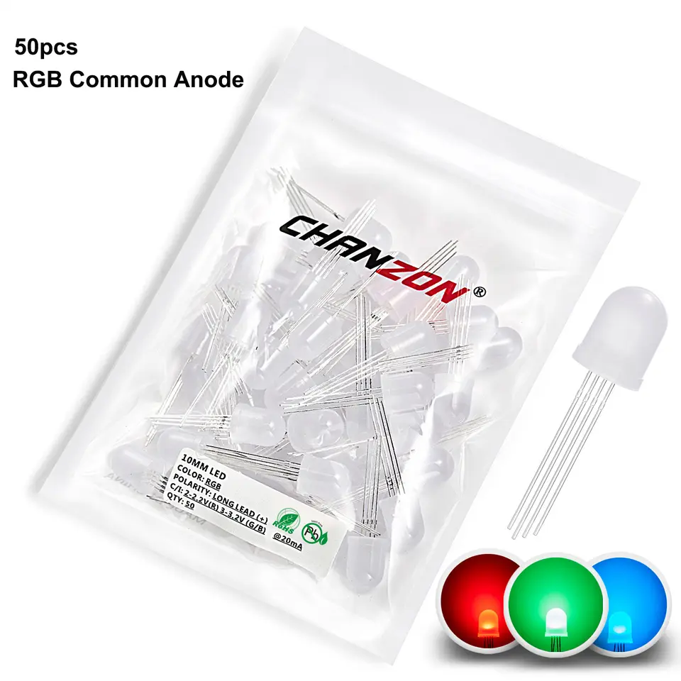 5mm 8mm 10mm Led Diode RGB Light Emitting 4 Pin Common Anode Cathode Tricolor Multicolor Clear Diffused DIY PCB Lamp Bulb image 13