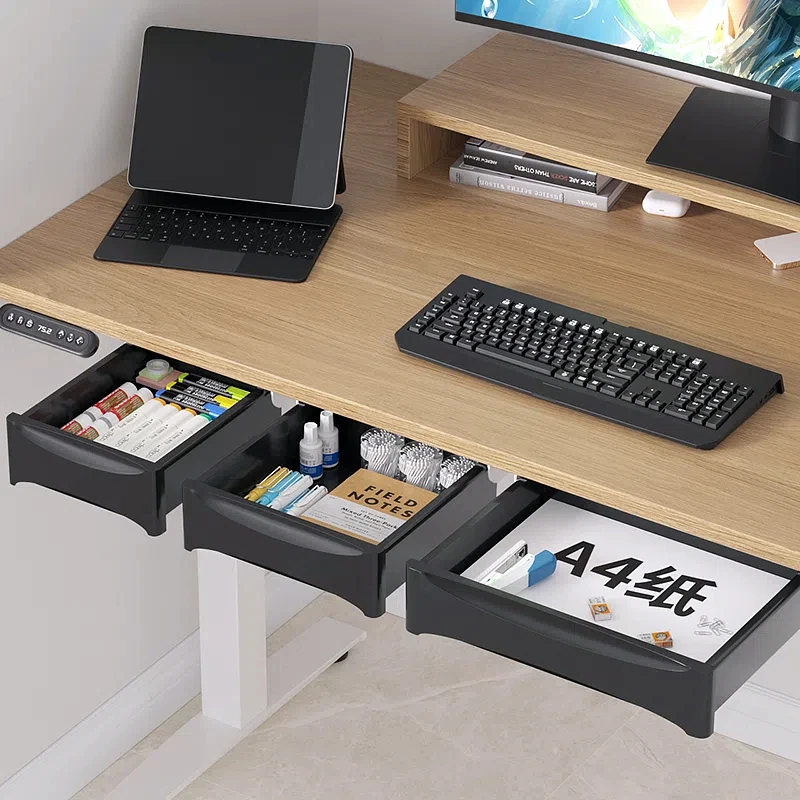 Attachable Under Desk Storage Drawer with Hidden Compartment, Durable Metal Frame for Home or Office Organization