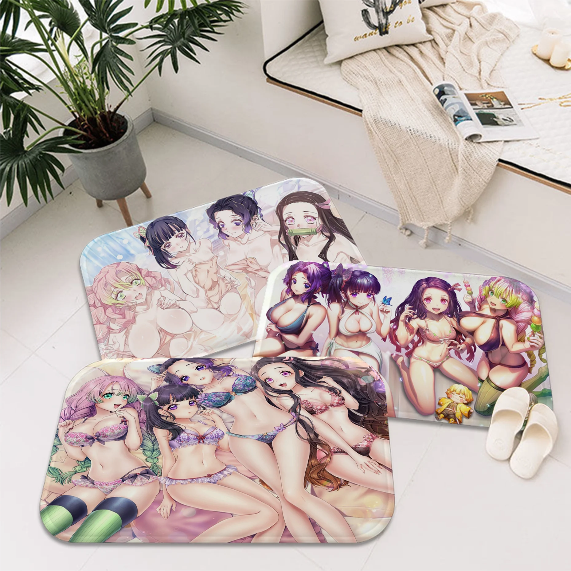 

Anime Demon Slayer Sexy Kimetsu No Yaiba Floor Mat Bath Nordic Style Home Doormat Bathroom-Toilet Mats Bedroom Welcome Doormat