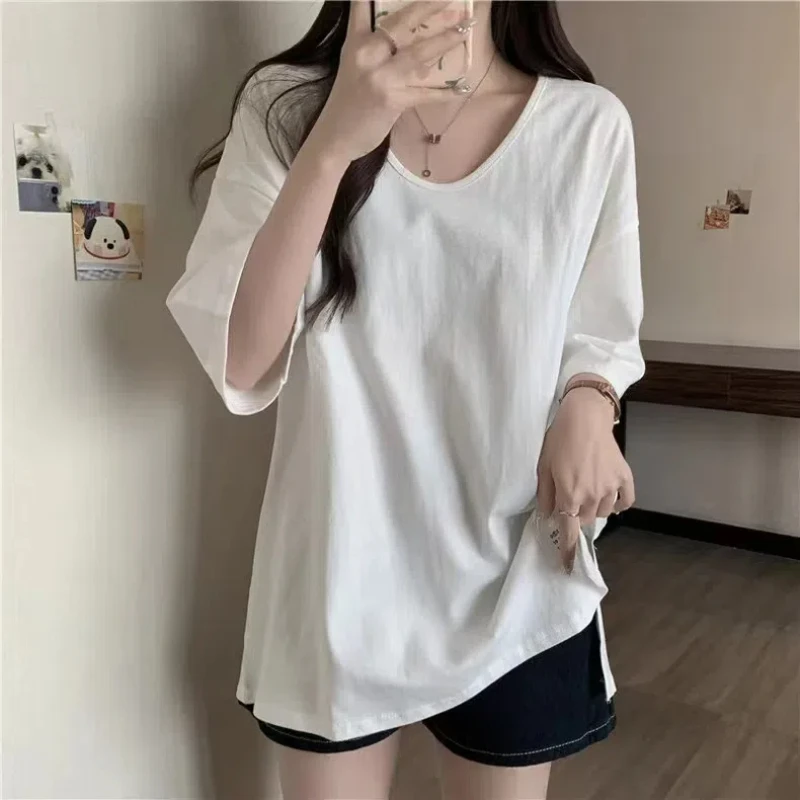 Summer Fashion Casual Spread Short-sleeved T-shirt Women's Mid-length Half-sleeved Top 277