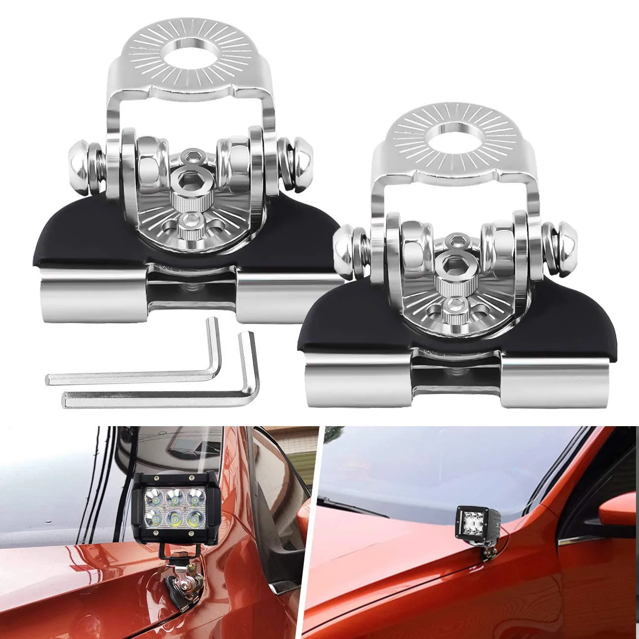 

Car Hood Work Light Holder Clamp Engine Cover Edge Offroad Truck 4x4 SUV A-Pillar Lamp Mounting Brackets