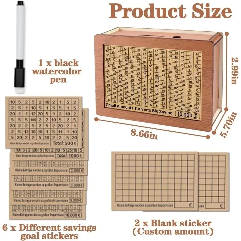 Deluxe Adult Wooden Money Saving Box with Digital Counter