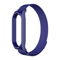 Stainless Steel Magnetic Milanese Loop Strap - Elegant Metal Bracelet Wristband - Mi band 7 (9 blue)