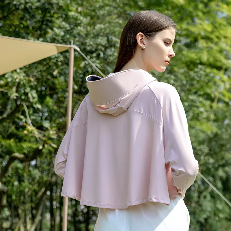 UPF50+ Shawl Sun Protection Clothing UV Protection Black Glue Large Brim Sun Shading Breathable Jacket Ice Silk Clothing