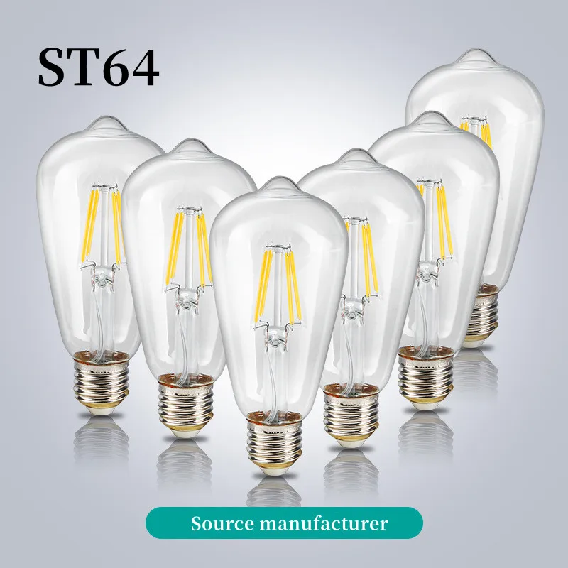 

Retro Edison Filament Bulb St64 2W 4W 6W 8W 12W E27 220-240v Vintage Lamp Gold Clear 3000K 6000KGlass Lamp Inner Decoration