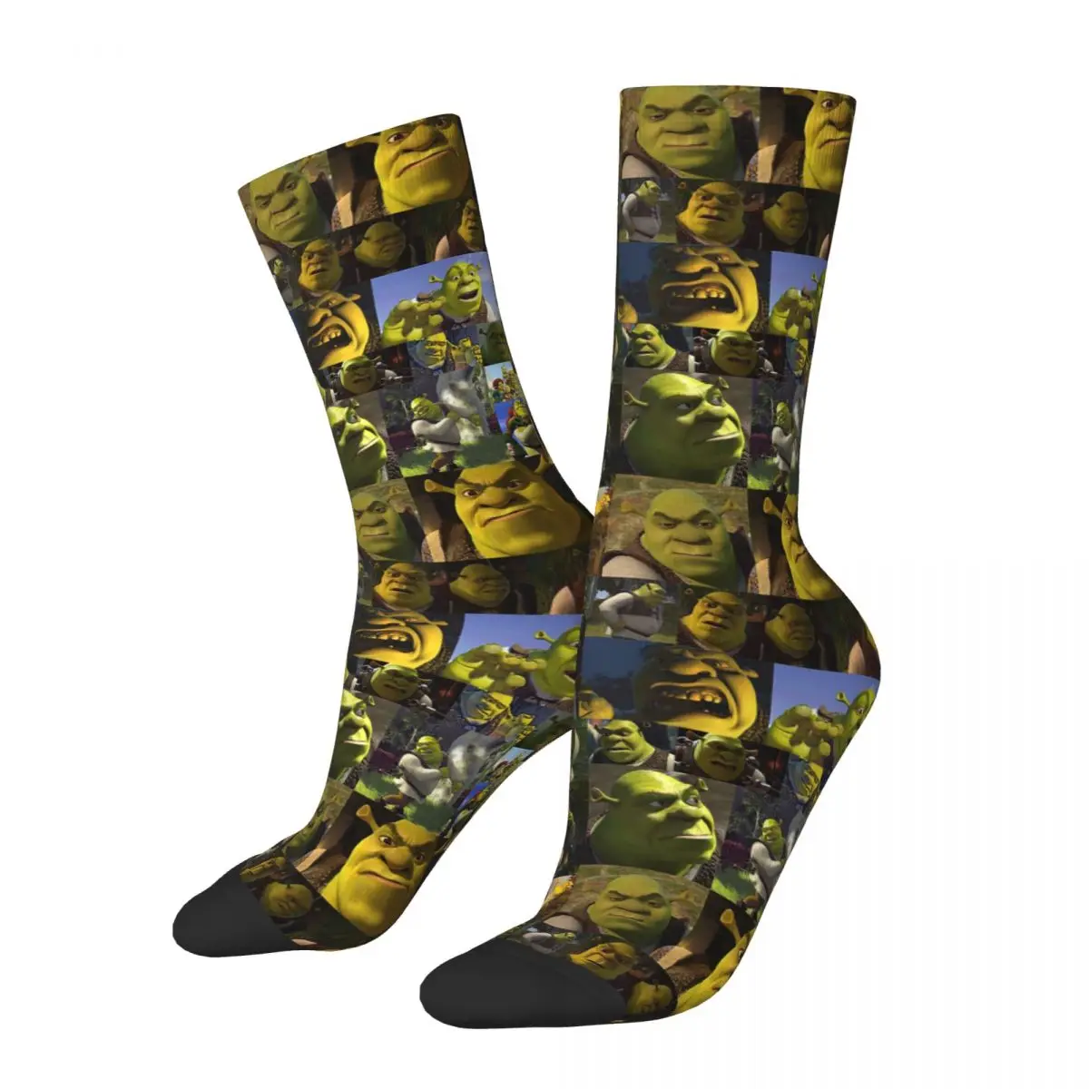 Autumn Winter Harajuku Men'S Women'S Shrek Memes Collage Socks Anime Funny Face Sweat Absorbing Soccer Socks
