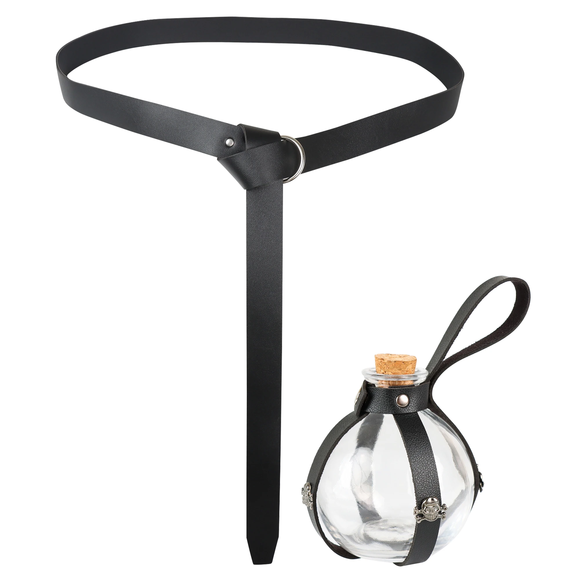 Dreiteiliges Gürtel zubehör Halloween Fantasie Hexe Voodoo Zauberer schwarz Magie Kork Trank Flasche Rollenspiel Kostüm Requisiten – Detail 3