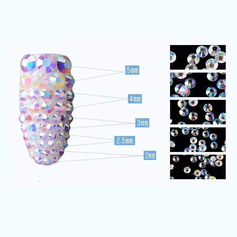 Jelly White AB Flatback runde Strass glitzernde Steine für Nail Art Harz Strass Kleber auf Kristall für DIY Handwerk Dekoration – Detail 4