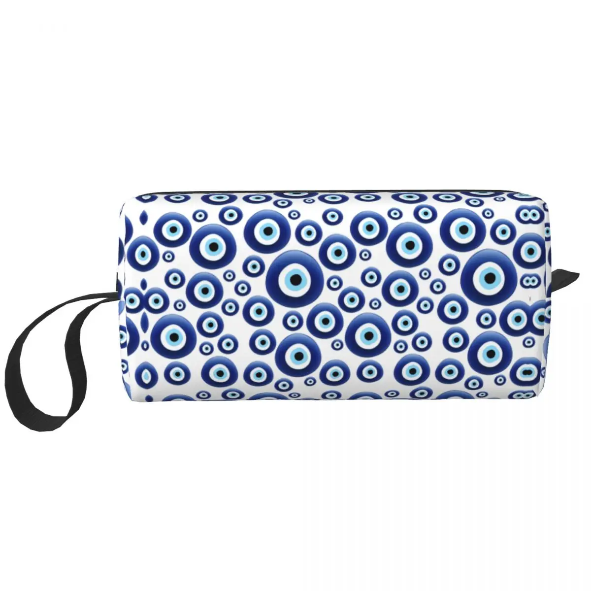 

Mediterranean Evil Eye Makeup Bag Pouch Blue Nazar Amulet Boho Cosmetic Bag Travel Toiletry Small Makeup Pouch Storage Bag