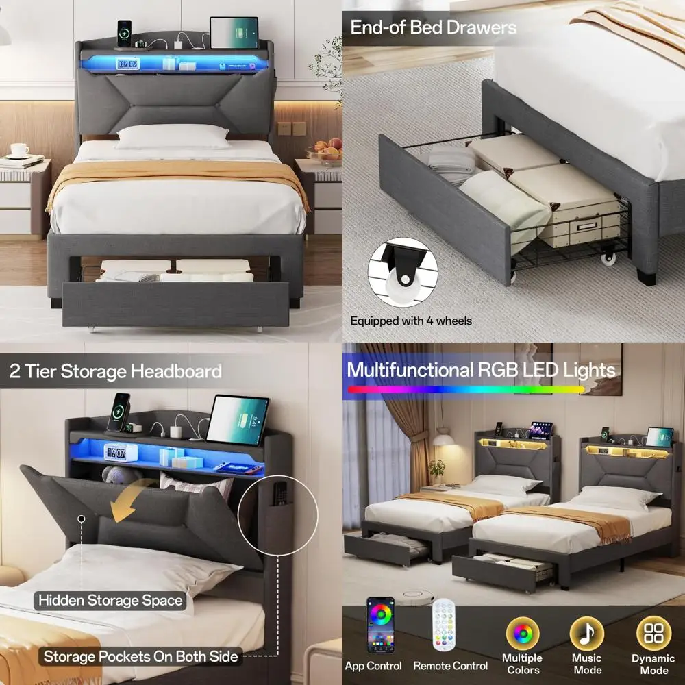 Twin size bed frame with storage 1