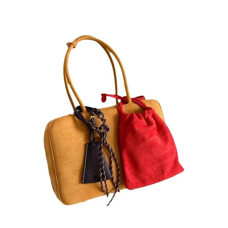 2024 Trend Suede Women Top-Handle Handbag High Quality Tote Purse Large Capacity Commuting Shoulder Bag Solid Casual Satchel Bag