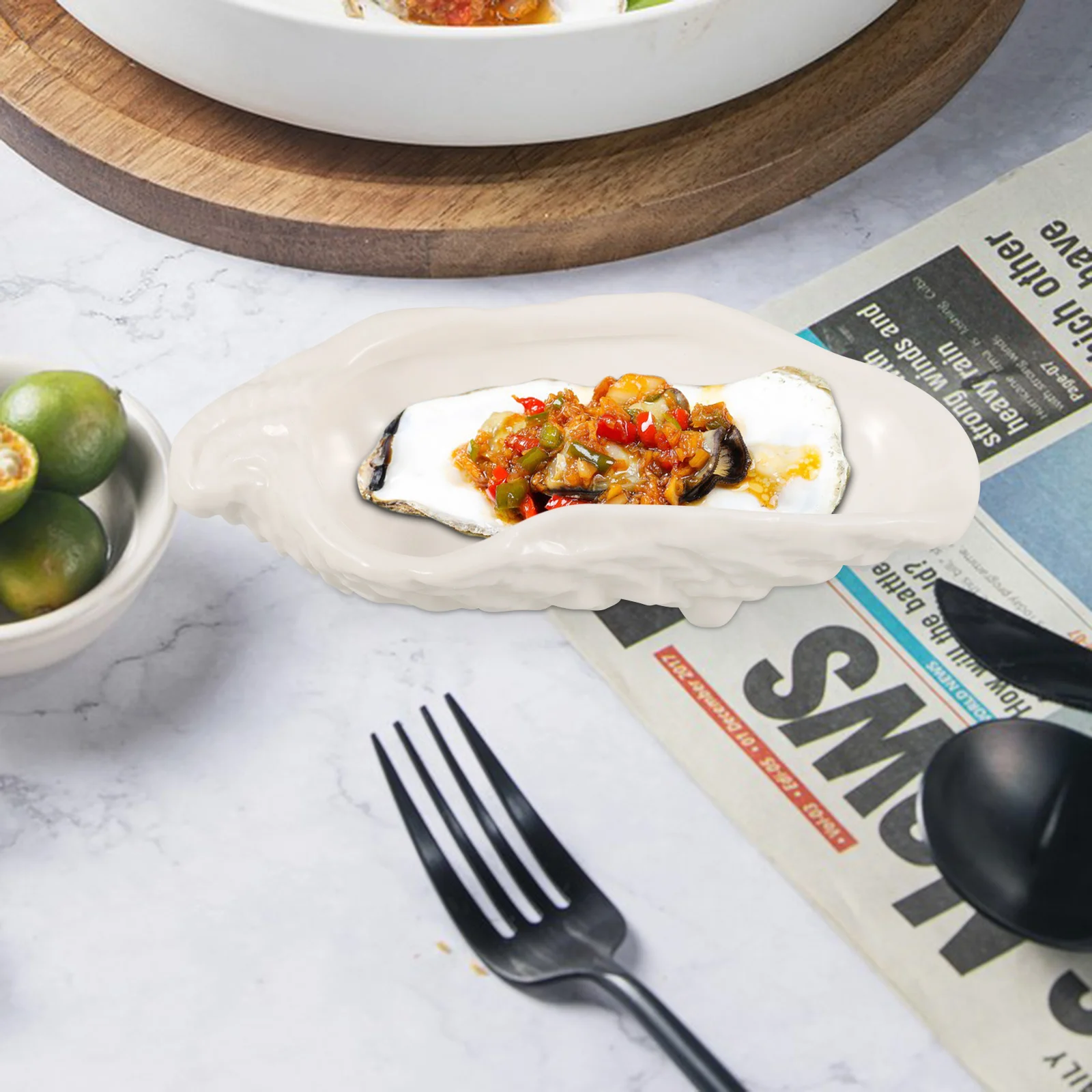 Ceramic Sushi Sashimi Plate Oyster Shell Dish Irregular Food Tray Bread Dipper Dessert Serving Platter Snack Bowl Kitchen Plates