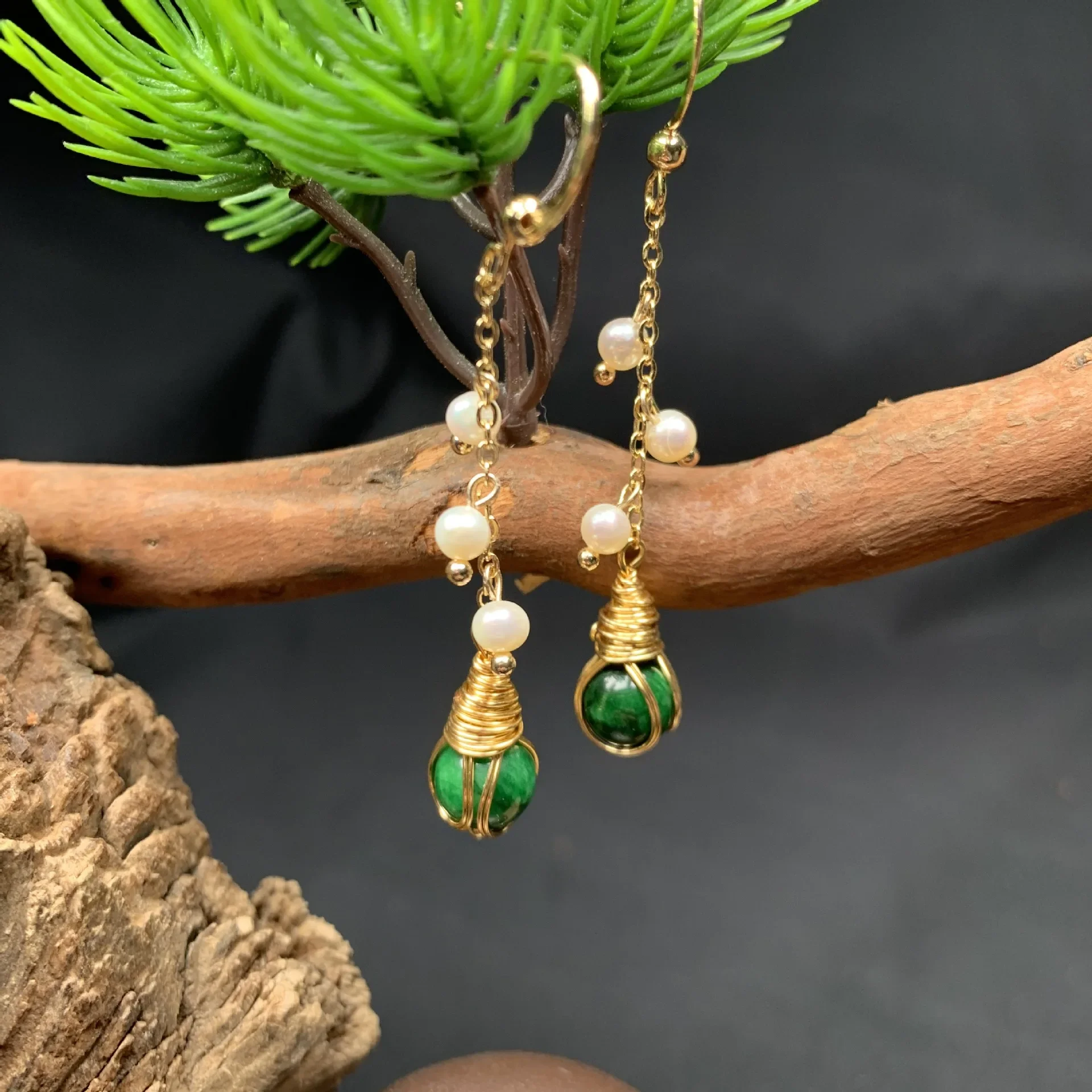 

Green Jade Earrings for Women Amulet Gifts Natural Emerald Chinese Jewelry Gift Beads Carved 925 Silver Stone Real Pearl