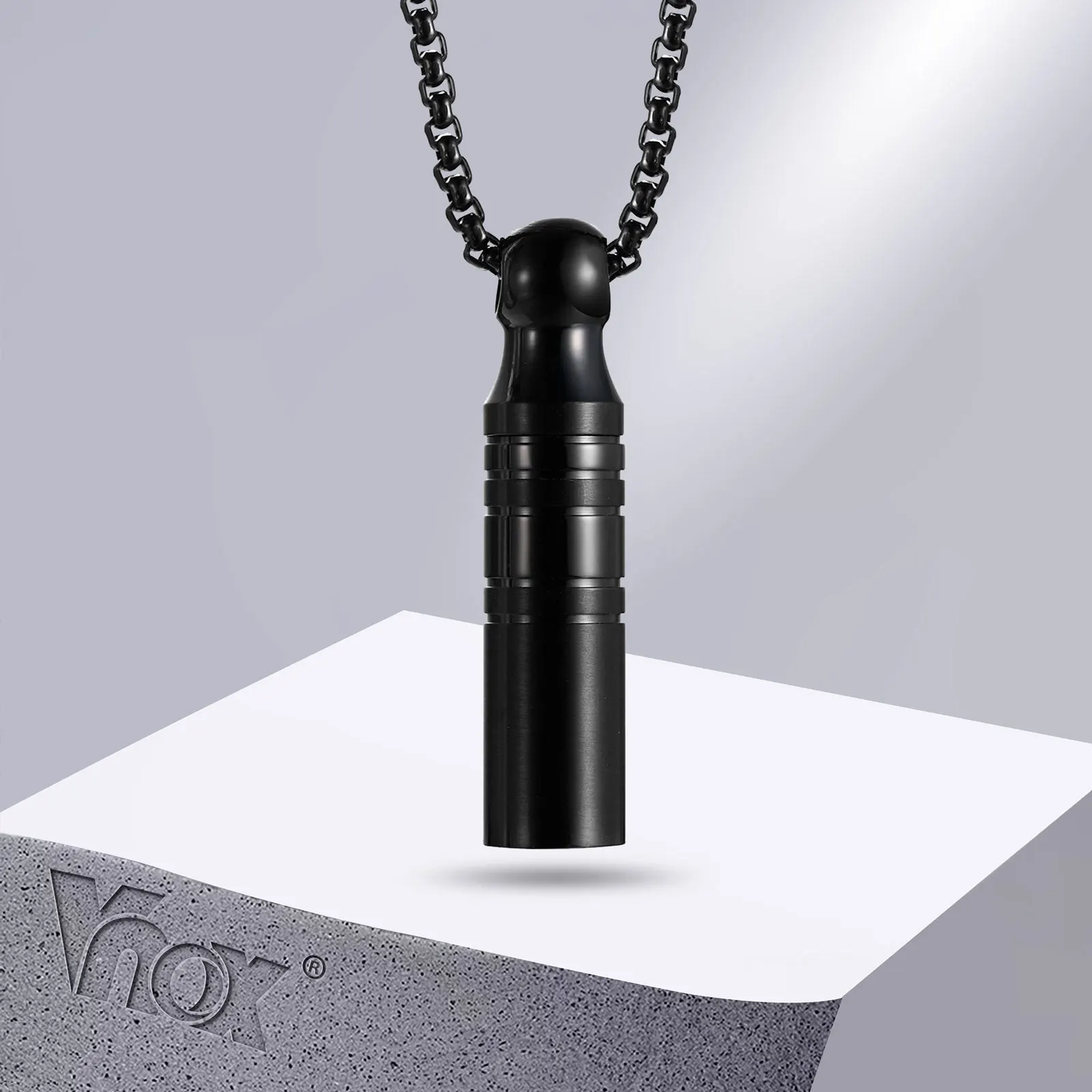 Vnox Herren Urnen-Anhänger-Halskette für Asche, Aschefläschchen-Zylinder aus Edelstahl, Parfümhalter-Halsband, Andenken-Geschenke