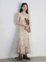 CHIC VEN femmes robes rétro nouvelle encre chinoise imprimé Camisole robe sans manches femme longue robe une ligne printemps été 2025 3