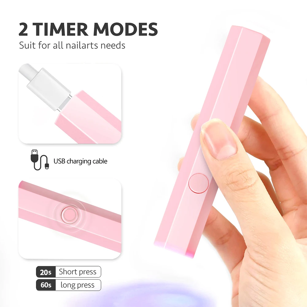 Compact USB Mini Nail Dryer for Gel Polish - Quick Dry UV LED Lamp