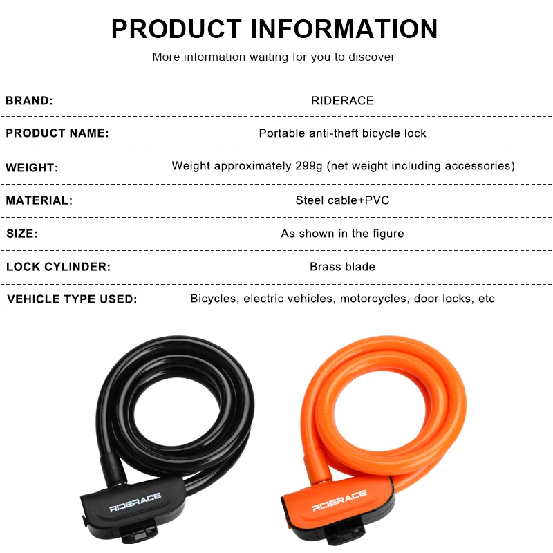 Fahrrad kabel schloss mountain bike tragbar anti-diebstahl ring schloss hohe sicherheit für roller elektro-e-bike rennrad fahren – Detail 1